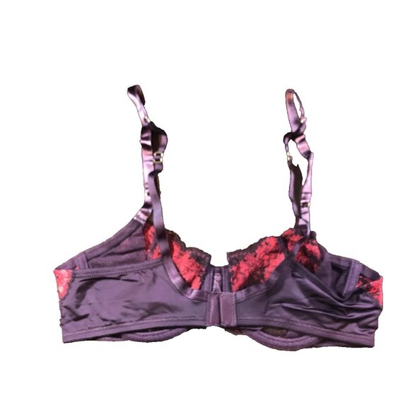 Natori Lace Mesh Maroon Red Sheer Balconette Bra 34B - Picture 4 of 5